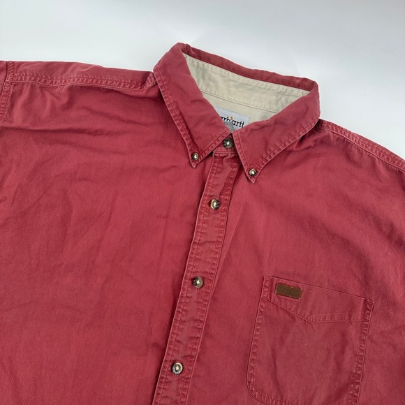 Carhartt Other - Carhartt Mens Button Down Shirt Short Sleeve Brick Red 2XL Work Casual